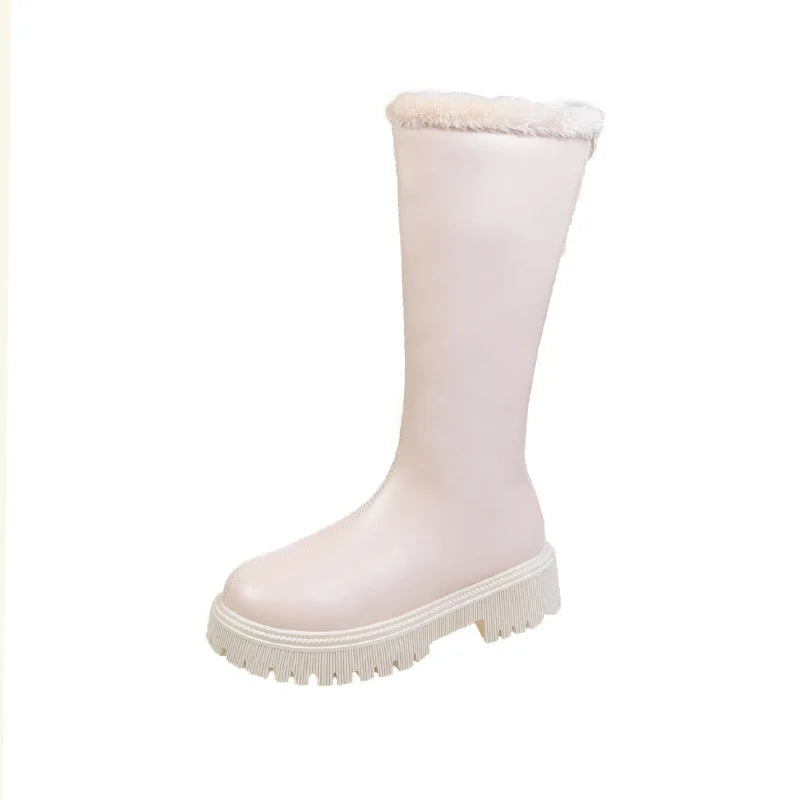 White Boots Women Winter 2023 Velvet Thickened Snow British Thick Zpaxo