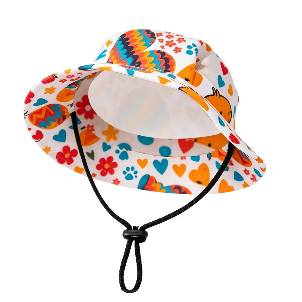 Pet Sun Hat Breathable Bucket Caps Ear Holes Design Adjustable Cat