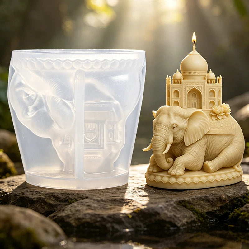 3D Wolf Big Ben Indian Elephant Taj Mahal Lion Colosseum Tiger Candle Silicone Mold DIY Soap Aroma Gypsum Craft Mold Home Decor Zpaxo
