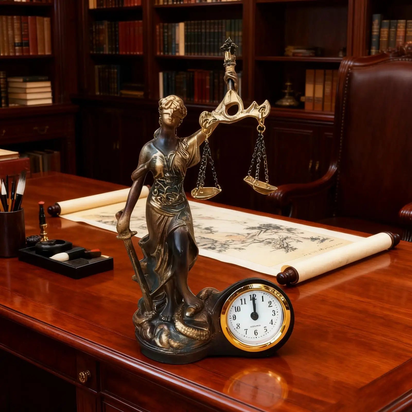 Lady Justice Statue Resin Figurine Ornament Clock Scale Sculpture