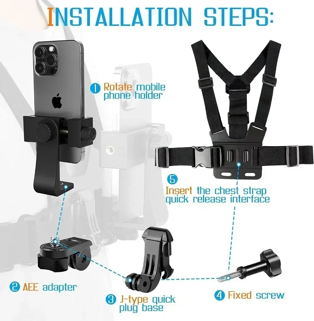 Phone Chest Strap Mount Belt Iphone 14 Holder Mobile Smartphone Gopro Zpaxo