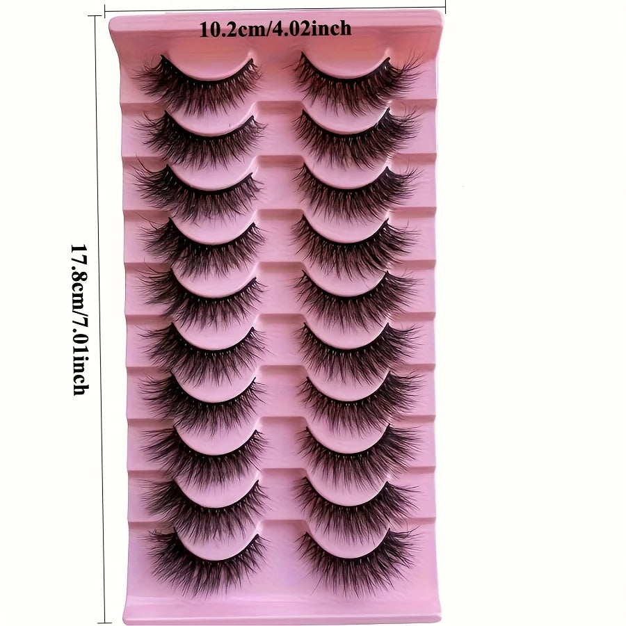 NEW 10 Pairs Cat Eye Lashes Fluffy Faux Mink Lashes 5D Wispy Lashes Pack Dramatic Long Thick Volume Eyelashes False Eyelas Zpaxo