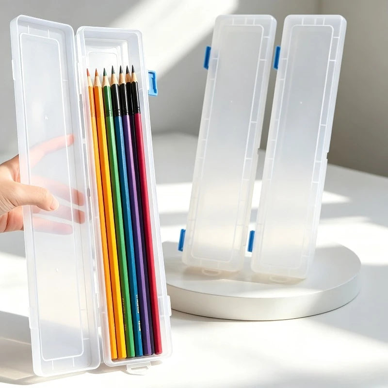 Long Paintbrush Holder Translucent Storage Box Watercolor Pens
