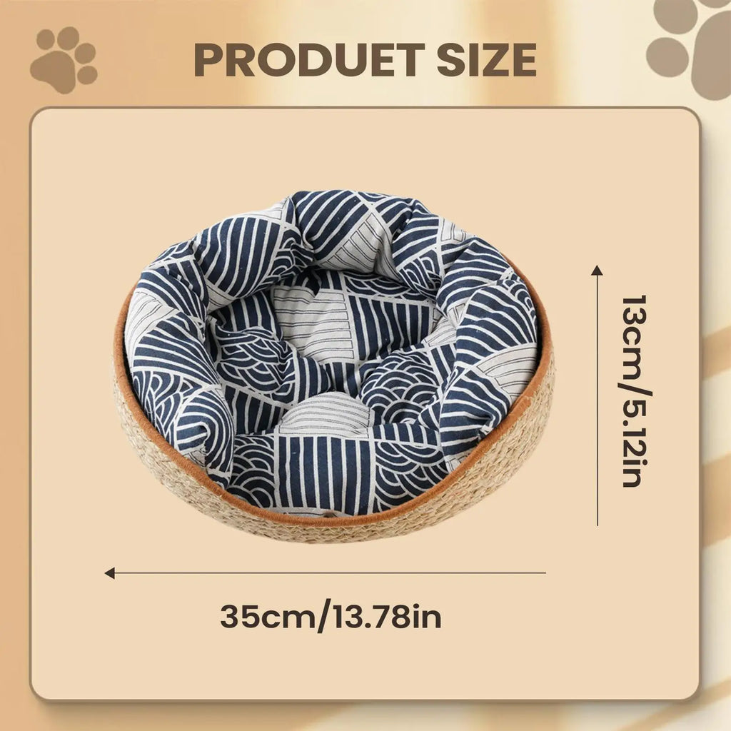 Cat Bed Basket Aesthetic Woven Cotton Rope Pad Nest Sofa Living Room