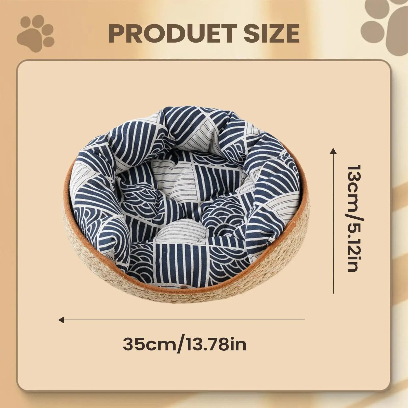 Cat Bed Basket Aesthetic Woven Cotton Rope Pad Nest Sofa Living Room