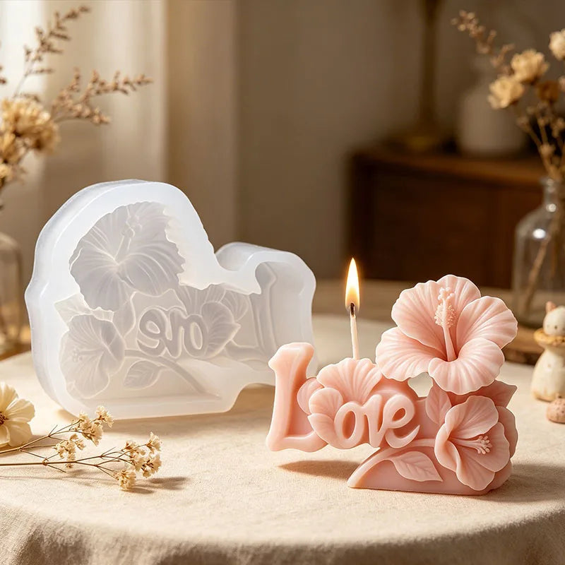 3D Flower Candle Silicone Mold for Wedding Valentine's Day Hibiscus Daisy Dahlia Tulip Vase Scented Aroma Soap Wax Ornament Mold Zpaxo