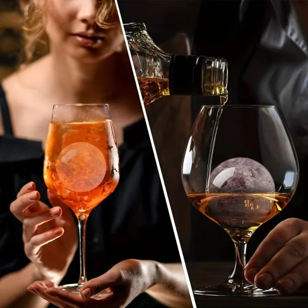 Silicone Ice Ball Maker Whiskey Large Sphere Mold 1 Funnel Lid Zpaxo
