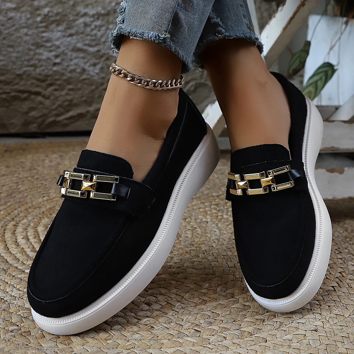 Women Loafers Casual Comfortable Platform Shoes Femme 2025 New Trend Spring Autumn Shoes Ladies Walking Non Slip Sneakers Women Zpaxo black 43