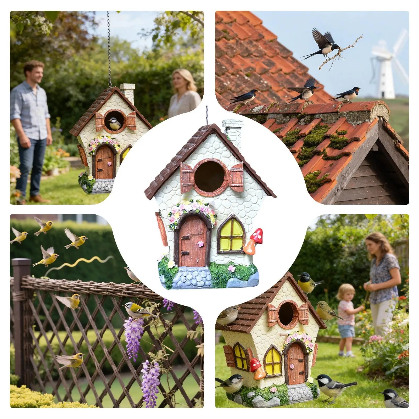 Bird House Windproof Resin Nesting Decoration Chain Waterproof