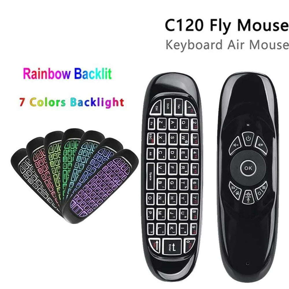 C120 Air Mouse RF Remote Control Colorful Light Wireless Keyboard Zpaxo