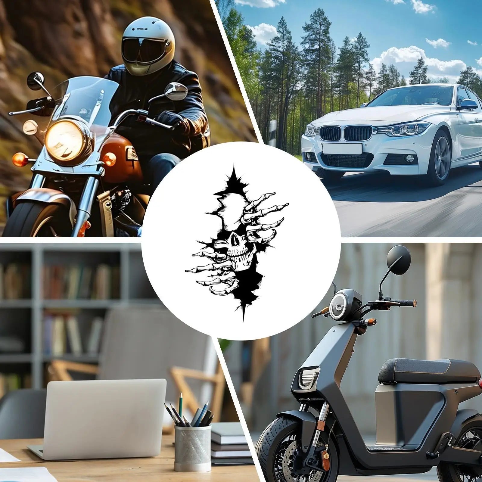 Skeleton Car Window Sticker Halloween Creepy Sticker Decoration Motorcycle Decals for Car Truck SUV Motorcycle Vehicles Window Zpaxo