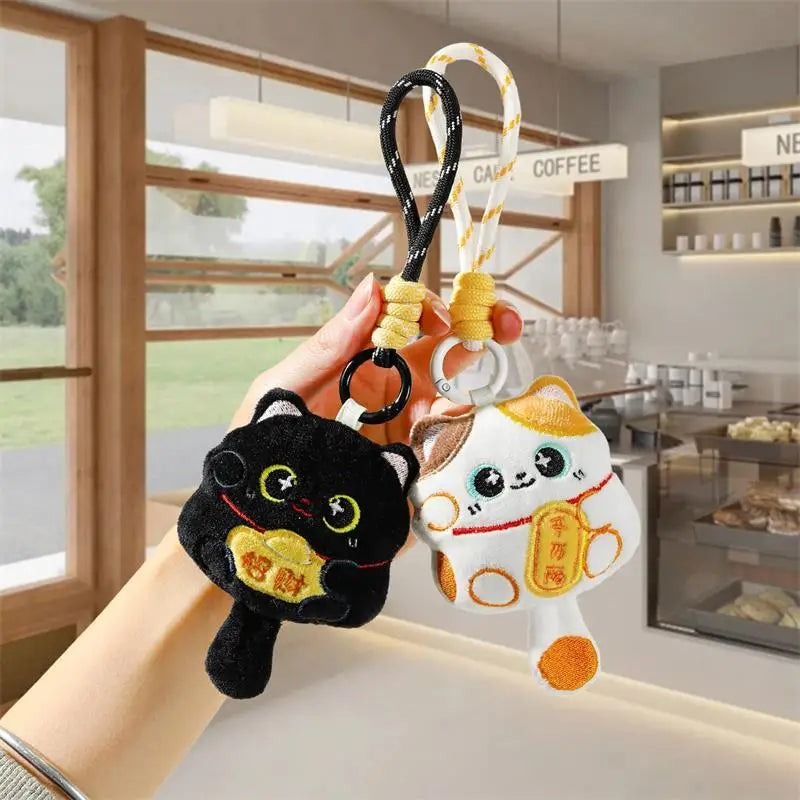 1 Cute Auspicious Cat Soft Toy Keychain Pendant Lanyard Bag Chinese Zpaxo 2 PCS