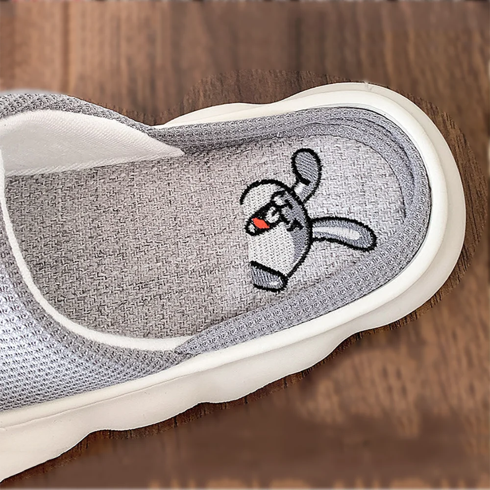 SHAJI Cute Cartoon Rabbit Couple Slippers Unisex Spring Summer Cotton