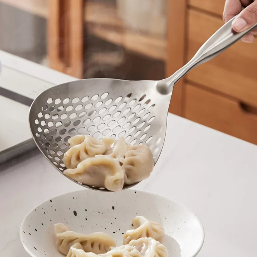 Large Durable Stainless Steel Colander Skimmer Spoon Heavy Duty Food