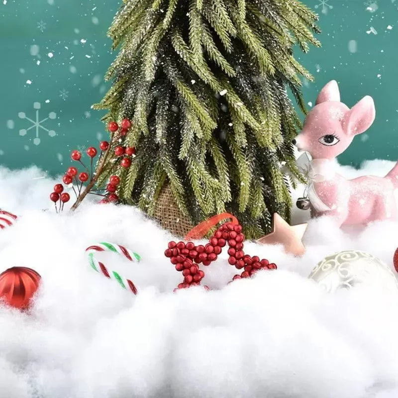 Fluffy Artificial Fake Snow Christmas Fake Cotton Decoration Set for Snow Fight Indoor Scene Xmas Village Tree Decor Doll Filler Zpaxo