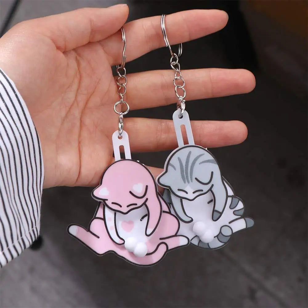 Pull Play Pull Play Egg Cat Keychain Rotatable Acrylic Trick Cat Bag Pendant Exquisite Bag Charm Jewelry Keychain Women Men Zpaxo
