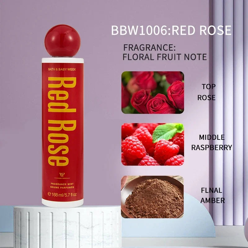 Sublime Gourmet Fragrance Mist, Unisex Fresh Berry Sweet Cookie Chocolate Cream Scent Body Spray 168ml Alluring Aroma Splash Zpaxo Red Rose 168ml