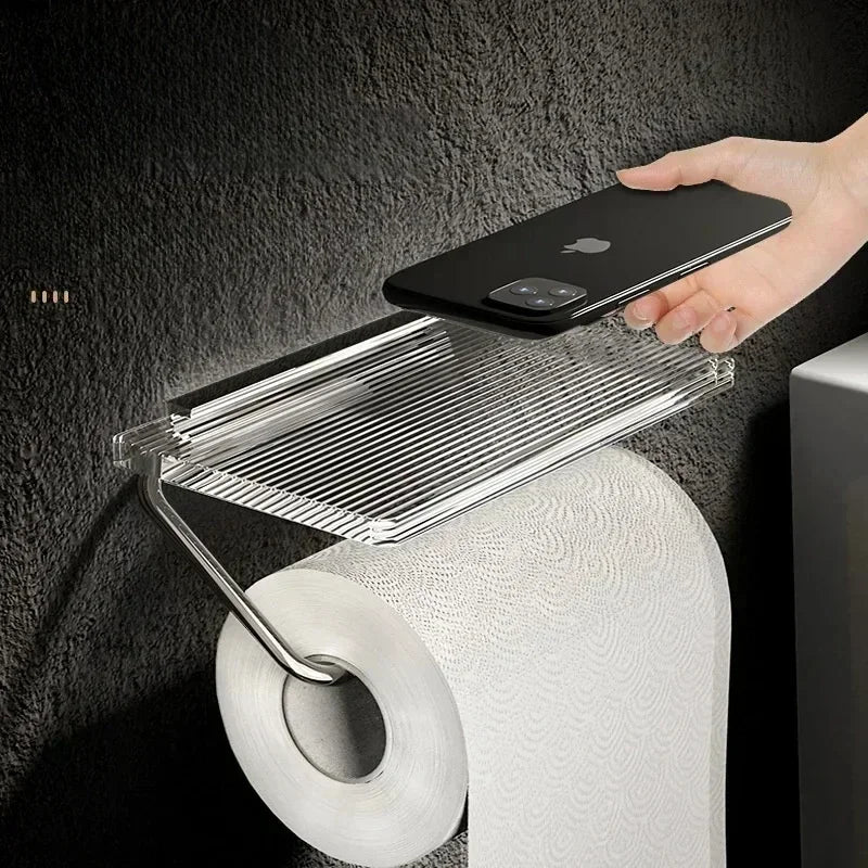 Luxury Gold/Silver Toilet Paper Holder with Shelf – No-Drill Toilet Paper Holder Zpaxo