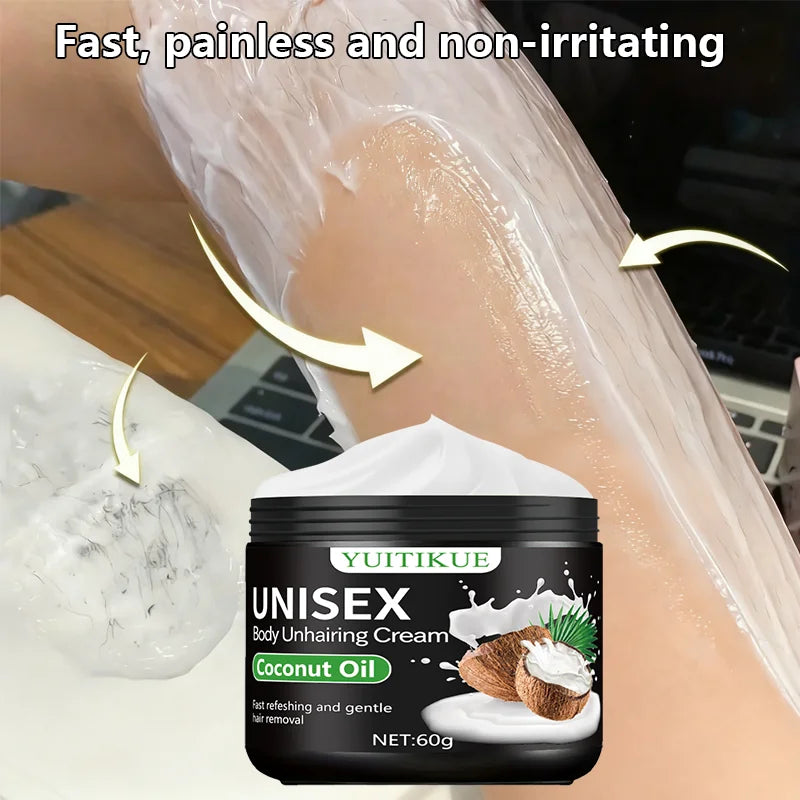 YUITIKUE Hair Removal Cream 60g – Coconut Oil & Aloe Vera Hair Removal Cream Zpaxo