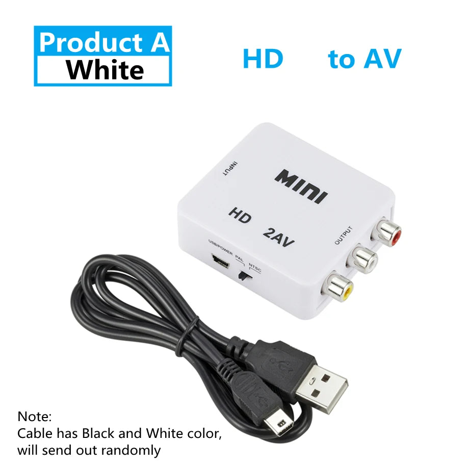 HDMI-compatible AV Adapter HDTV RCA Converter 1080P Video Composite Zpaxo HD2AV White