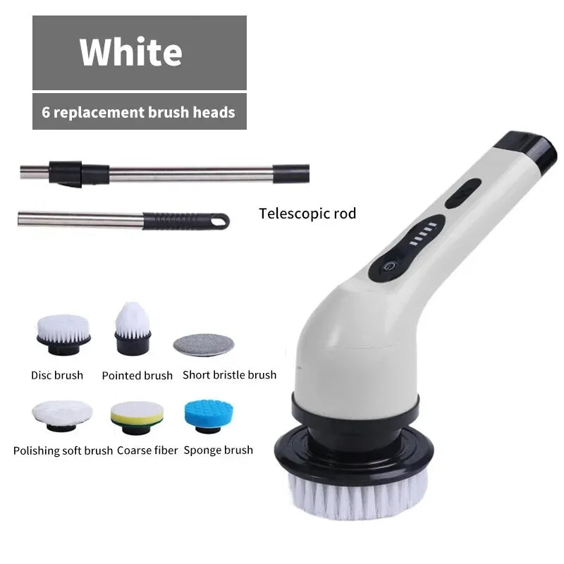 Wireless Electric Cleaning Brush Bathroom Window Kitchen Automotive Multifunctional Household Rotating Cleaning Machine Zpaxo 200588-white6