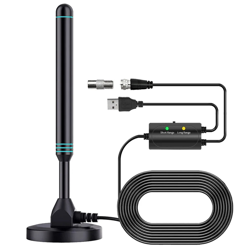 Explosions High-Definition Digital TV Antenna with Adjustable Universal Amplifier Indoor Outdoor Switch UHF TV Antenna Zpaxo black