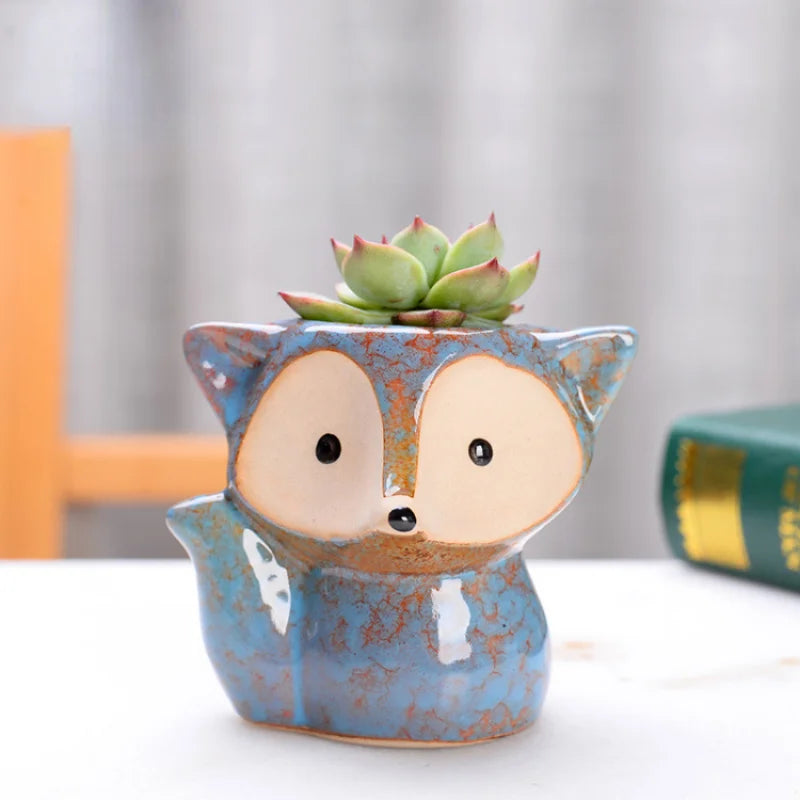Ceramic Fox Plant Pot Micro Cute Mini Potted Succulents Small Flower Zpaxo C
