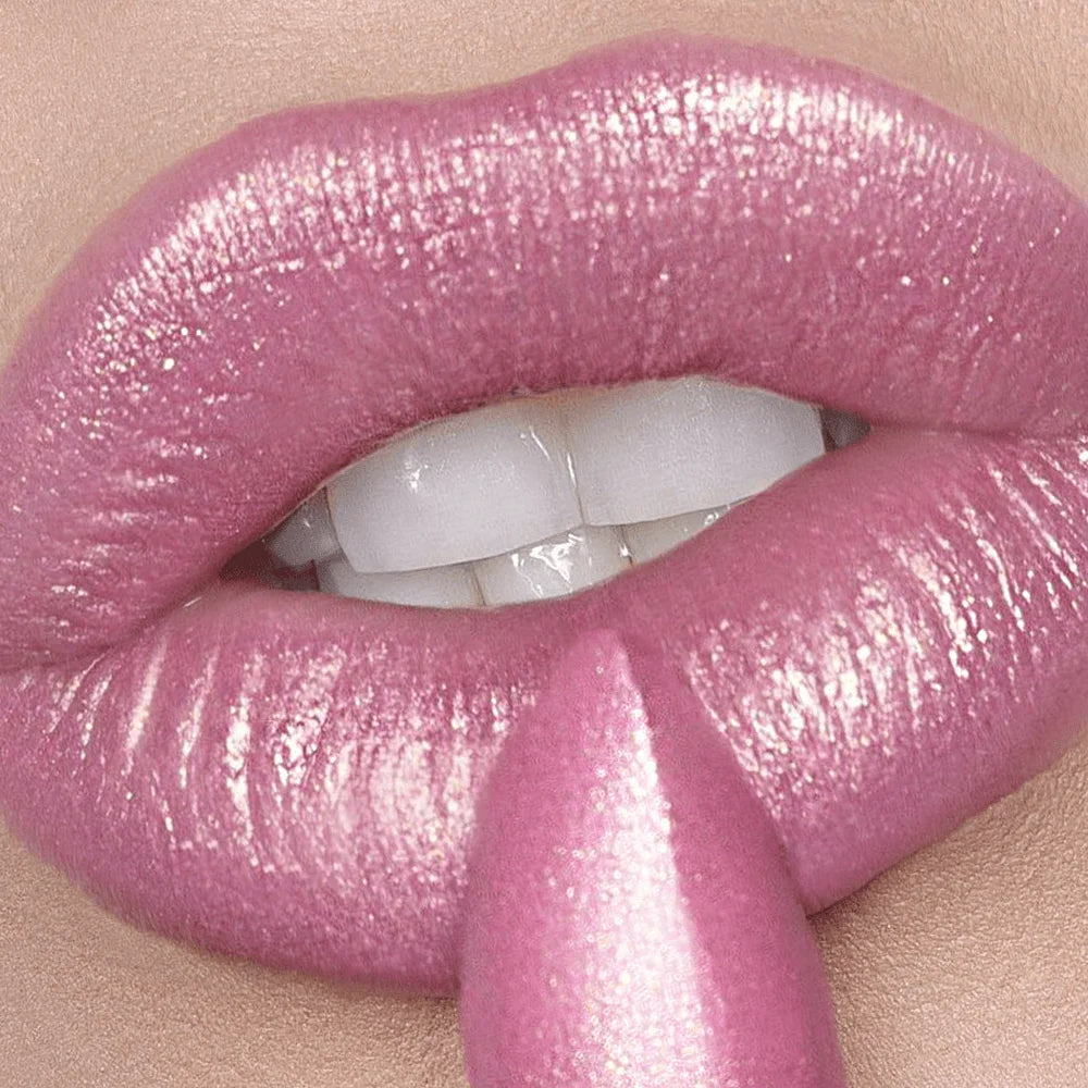 Pearlescent Pink Lipstick, Glitter Shimmer Lip Color, High-Pigment Long-Wear Waterproof Formula for Daily Beauty Looks Zpaxo
