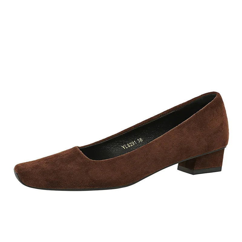 Comfortable Elegant Square Toe Shallow Mouth Simple Plain Suede Zpaxo