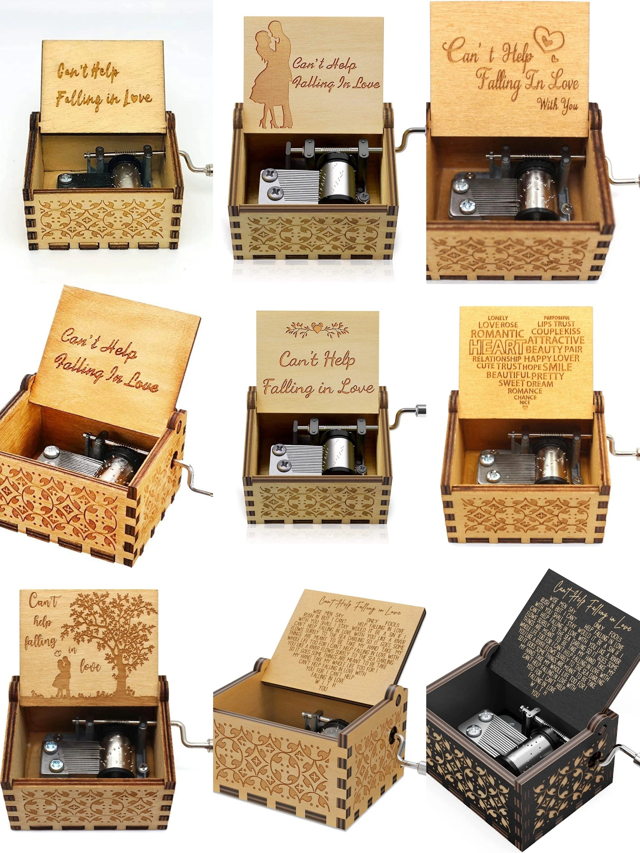 Hand Cranked Wooden Music Box – UV Painted Piano Gift