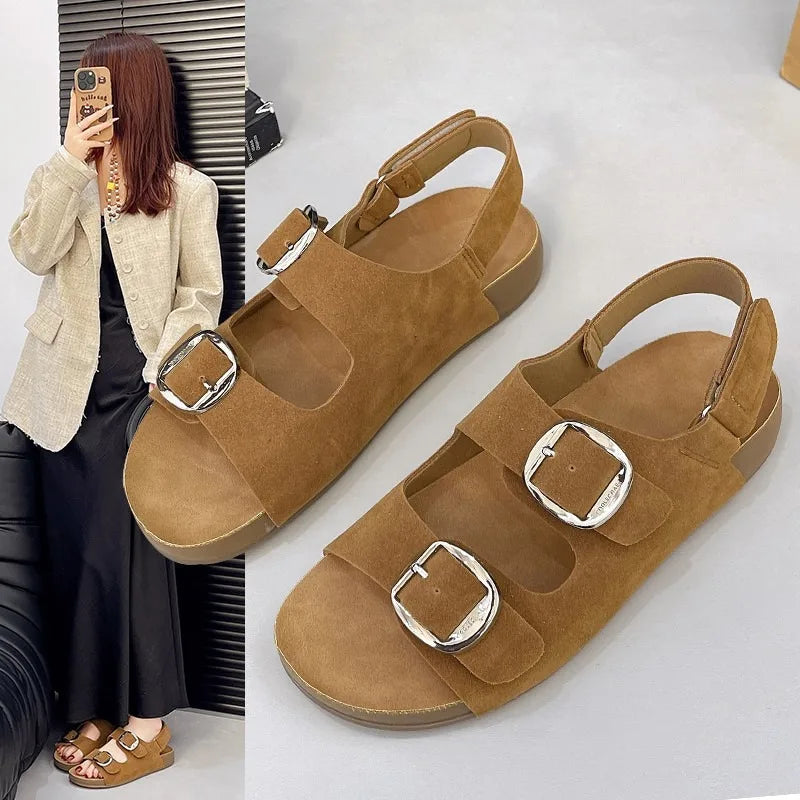 2025 Classic Double Button Sandals Women's Summer Shoes Outdoor Comfortable Sandals Lightweight Beach Shoes Breathable Slippers Zpaxo