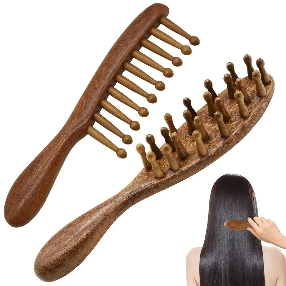 Wooden Loc Comb Comfortable Massage Wide Teeth Body Meridian Zpaxo