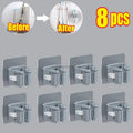 Household Bathroom Non Perforated Mop Holder, Broom Holder, and Card Holder Self-adhesive Mop Holder Kitchen Accessories Zpaxo 8pcs-Grey