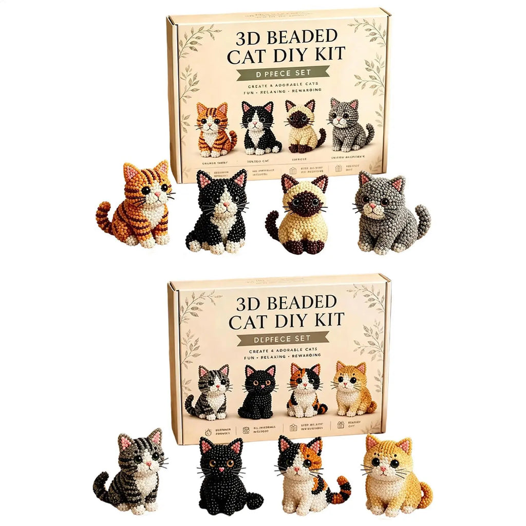 DIY Animal Beading Kit Cute Beginner-Friendly 3D Cat Funny Animal Beadwork Kit for Desk Decorations Bookshelf Decor Party Favors Zpaxo