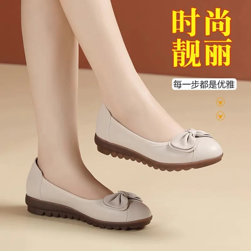 Tendon Bottom Mother Shoes Soft Leather Comfortable Middle-aged Zpaxo