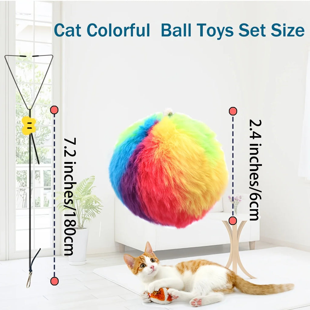 Interactive Cat Teaser Toy Adjustable Hanging Door Swing with Colorful Worms Plush for Indoor Cats Interactive Kitten Play Zpaxo