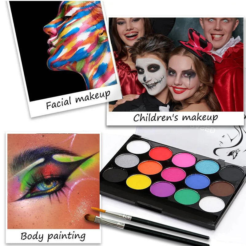15 Water-soluble Body Paint Palette Cosmetic Safe Non-toxic Zpaxo