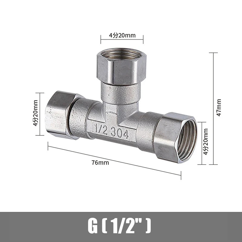 Stainless Steel T Adapter G1 2 T-valve Diverter Valve Three Way Zpaxo A9