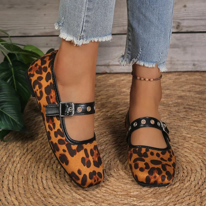 Spring Autumn Women's Square Closed Toe Comfortable Single Shoes Zpaxo