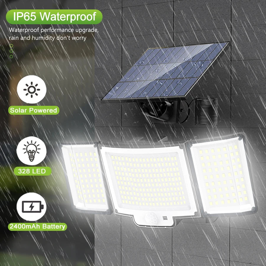 348LED Solar Lamp Outdoor Security Light with Motion Sensor Waterproof 126/328LED Powerful Spotlight Solar for Garden Garage Zpaxo
