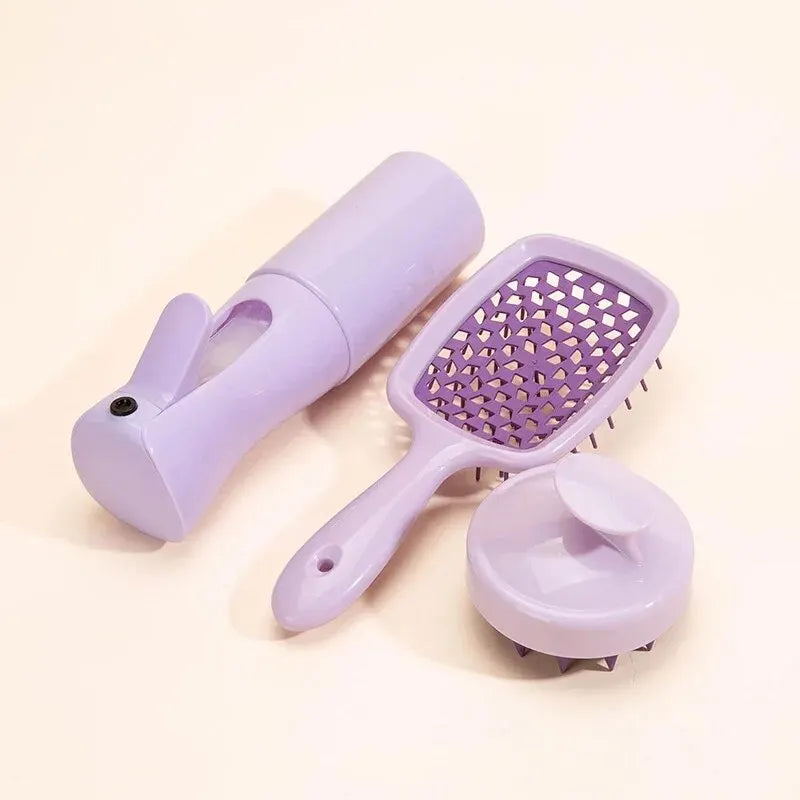 Shampoo Brush Scalp Massage Spray Bottle Dispenser Bottle Hollow Comb Styling Comb Hair Set Zpaxo