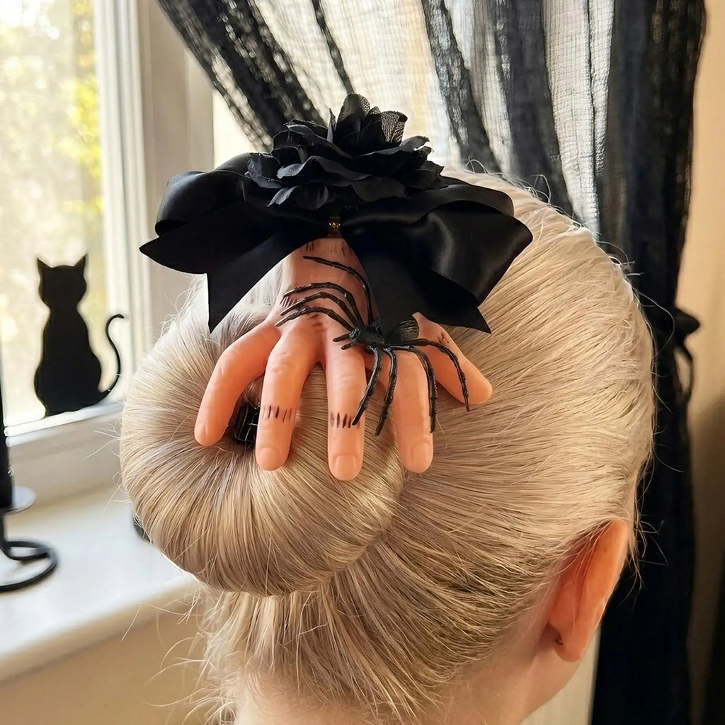 Spider Hair Clip Realistic Severed Hand Headdress Novelty Bow Clips