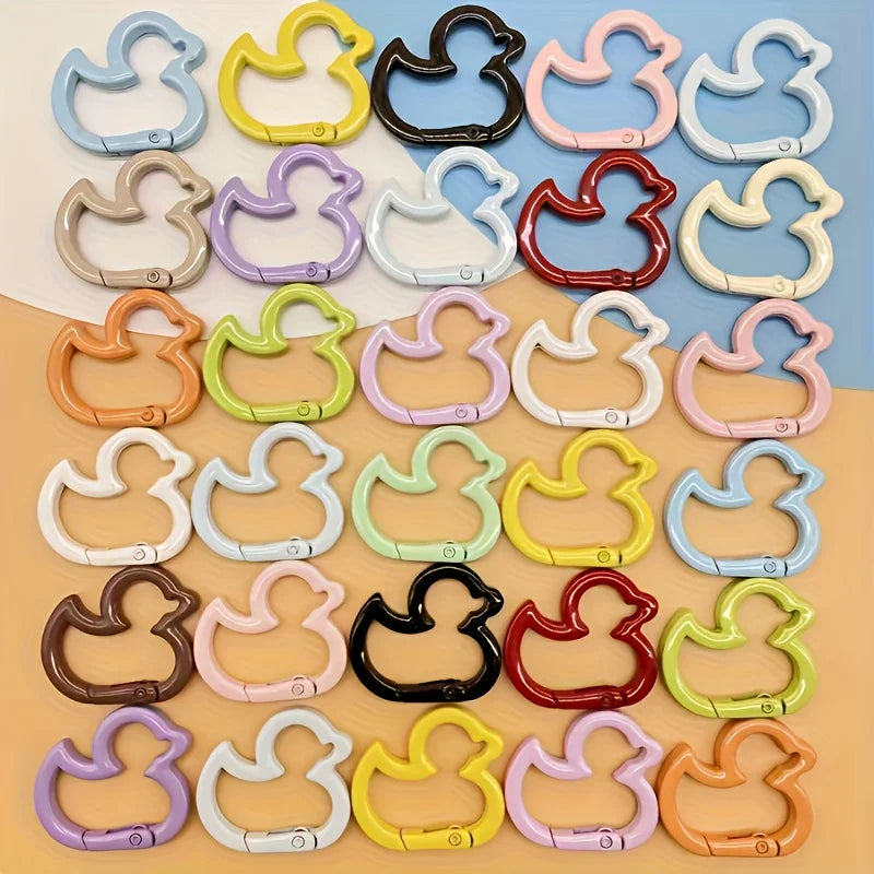 6PCS/12PCS Colorful Duck Outdoor Keychain, Cute Duck Shape Aluminium Alloy Spring Clip Zpaxo