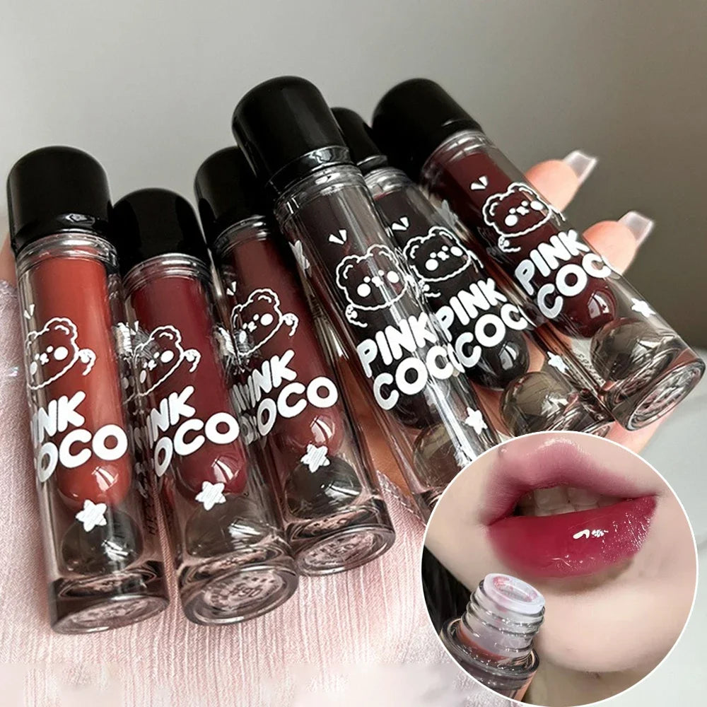 Dark Red Brown Mirror Lip Glaze Water Light Moisturizing Non-fading Zpaxo