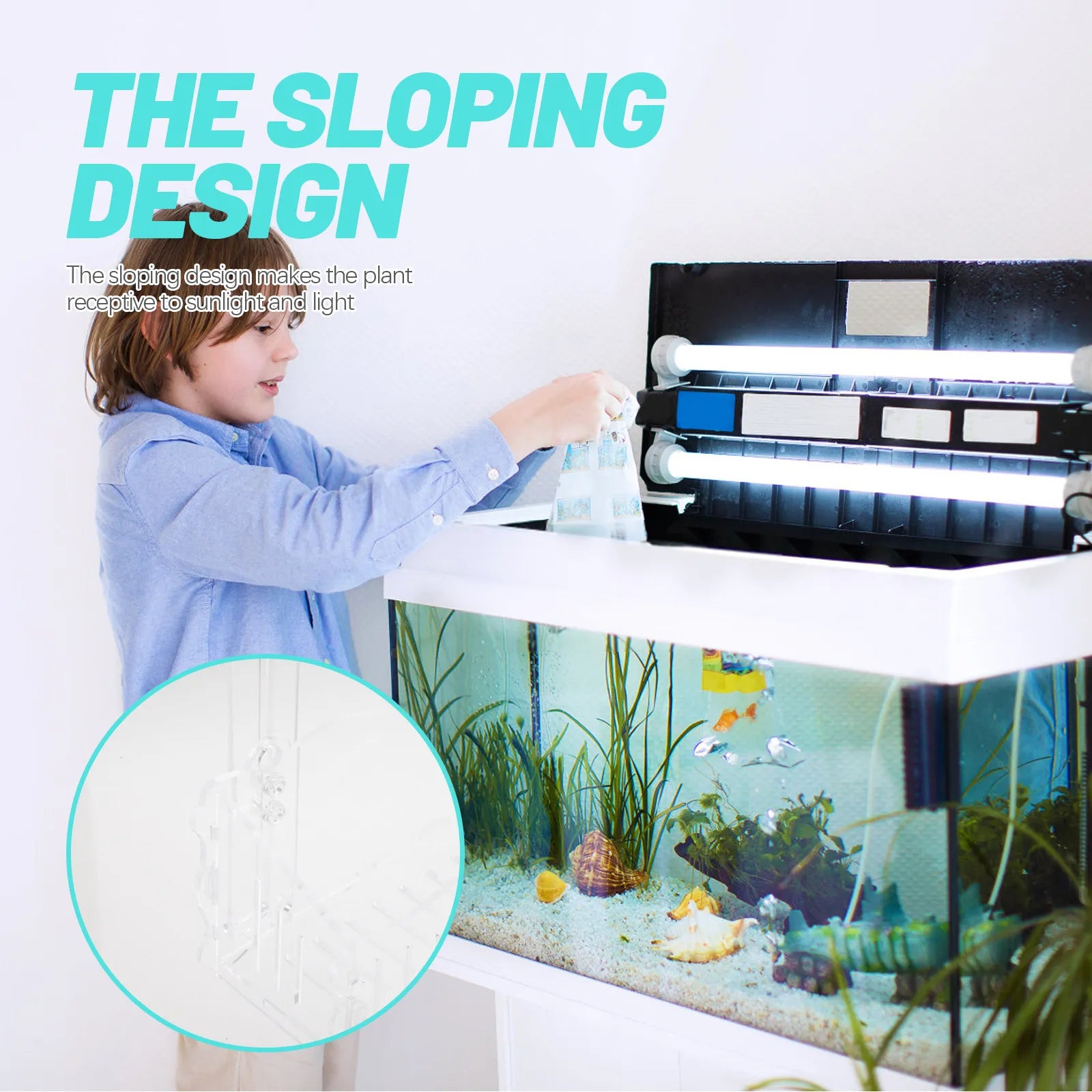 Clear Aquarium Plant Stand Suction Cup Hook Fish Tank Planter Water