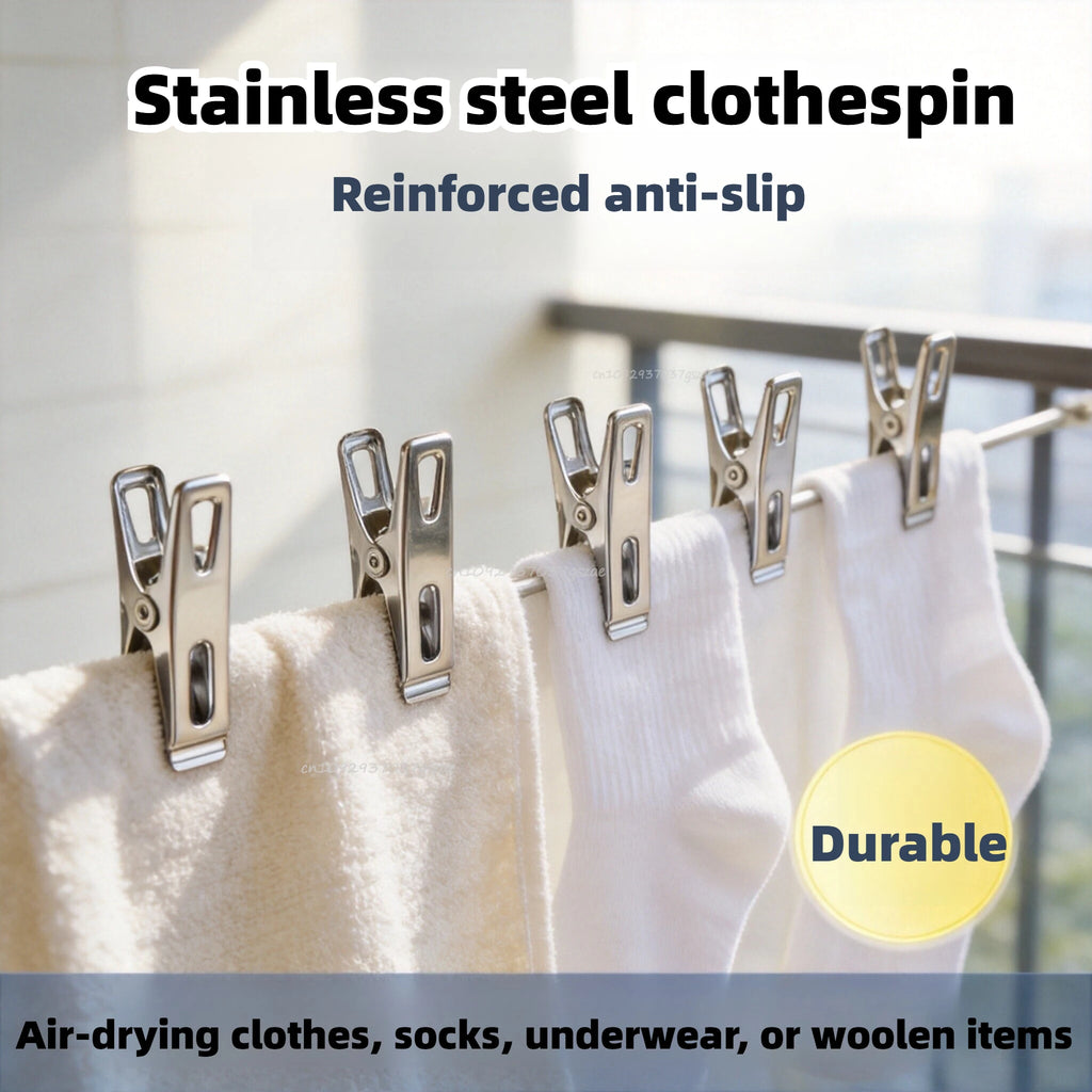 60pcs Stainless Steel Clothes Pegs Windproof Metal Clamps Multifunction Strong Clothespins Metal Clothes Clips For Clothes Sock Zpaxo