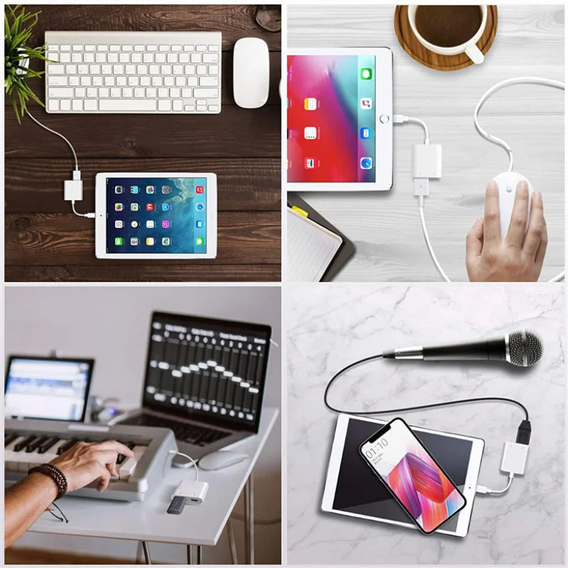 Lightning USB OTG Converter Adapter IPhone Mouse Keyboard Charging U