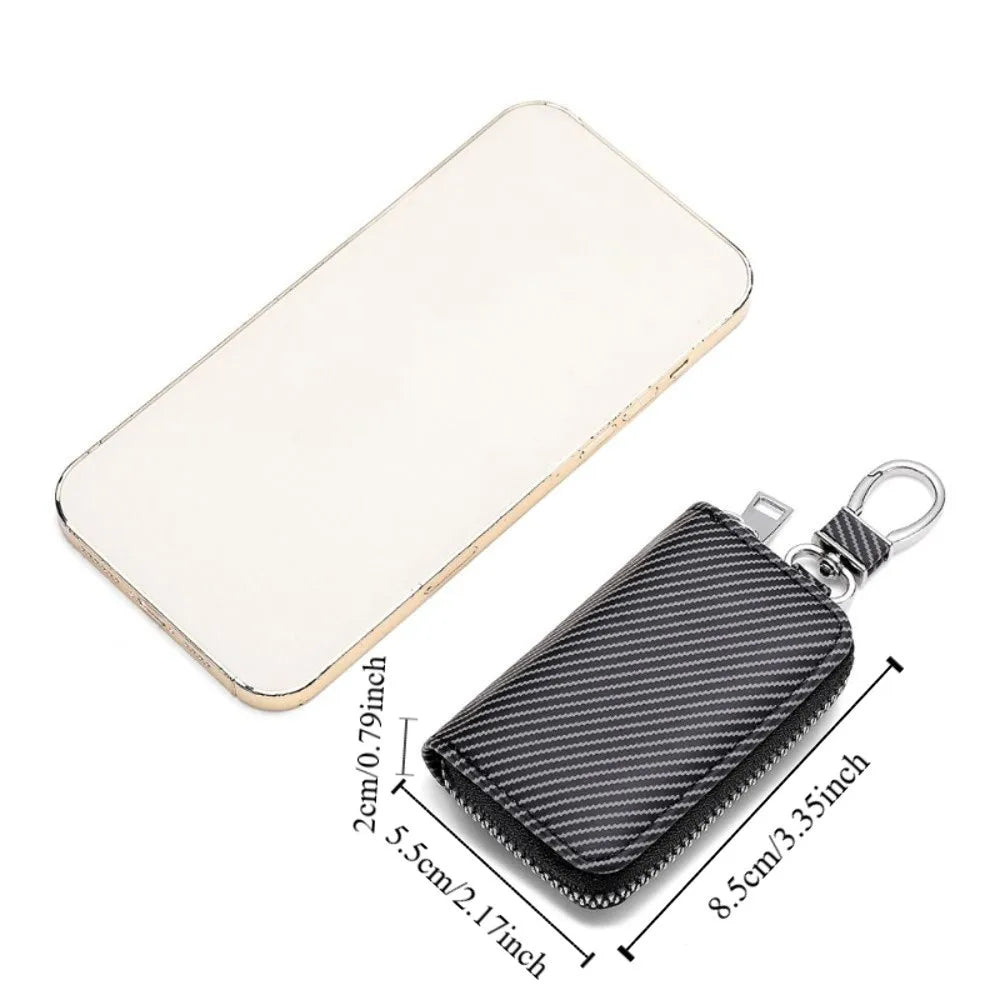 Simplicity With Keyring Mini Car Key Bag Lightweight Wear-resistant Car Key Cover Twill PU Leather Durable Zipper Key Case Women Zpaxo