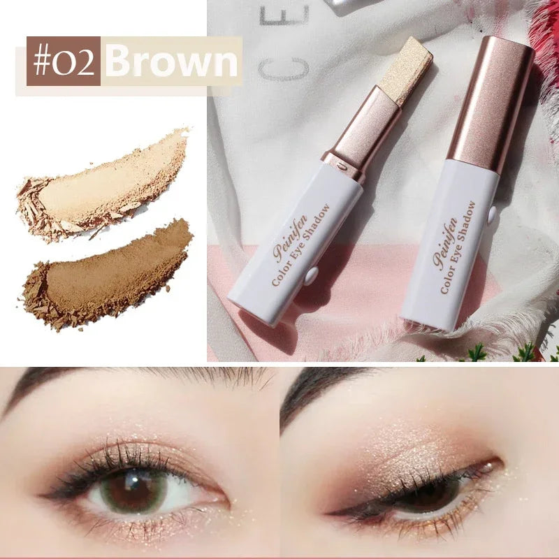 1 Pearly Glitter Highlighter Eyeshadow Stick Waterproof Long Lasting Zpaxo 02 Brown-1pcs