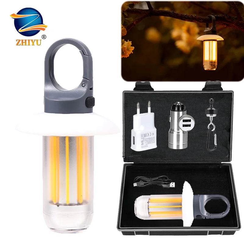 USB Rechargeable LED Camping Lantern & Flashlight with Hook